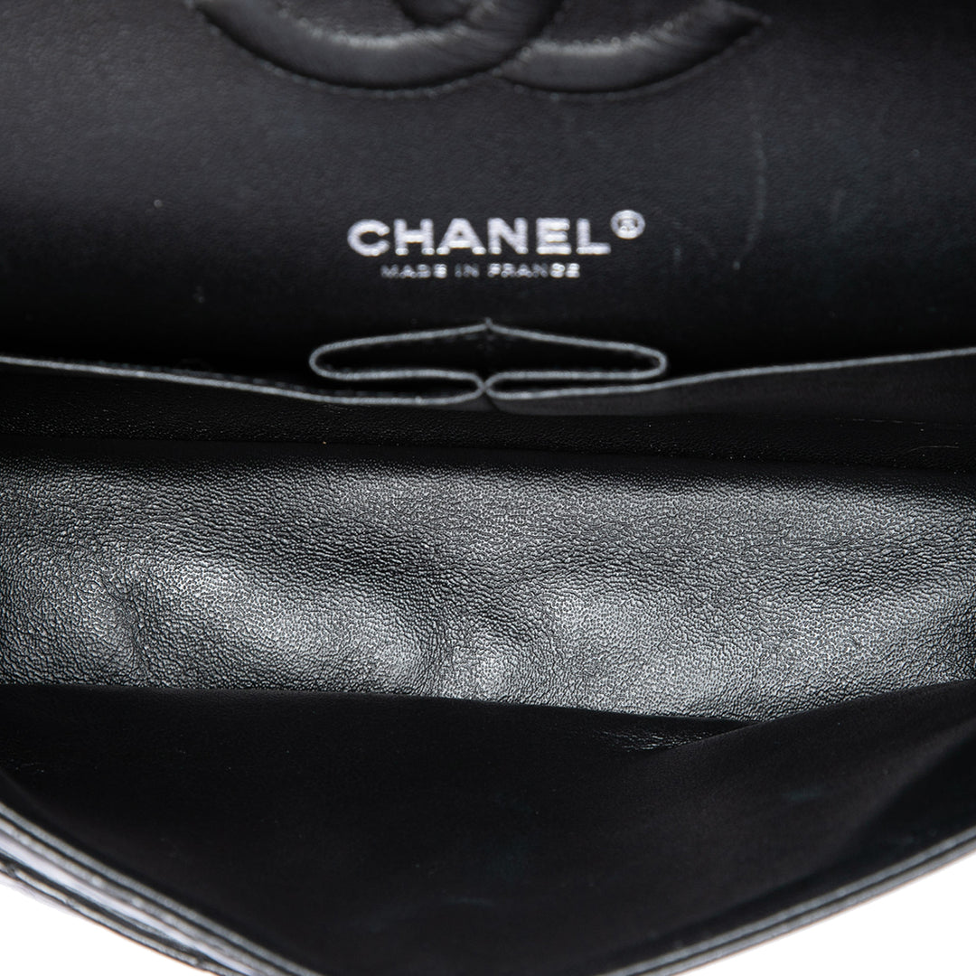 Chanel Classic brillant Froissé So Double rabat Moyen Cuir de veau