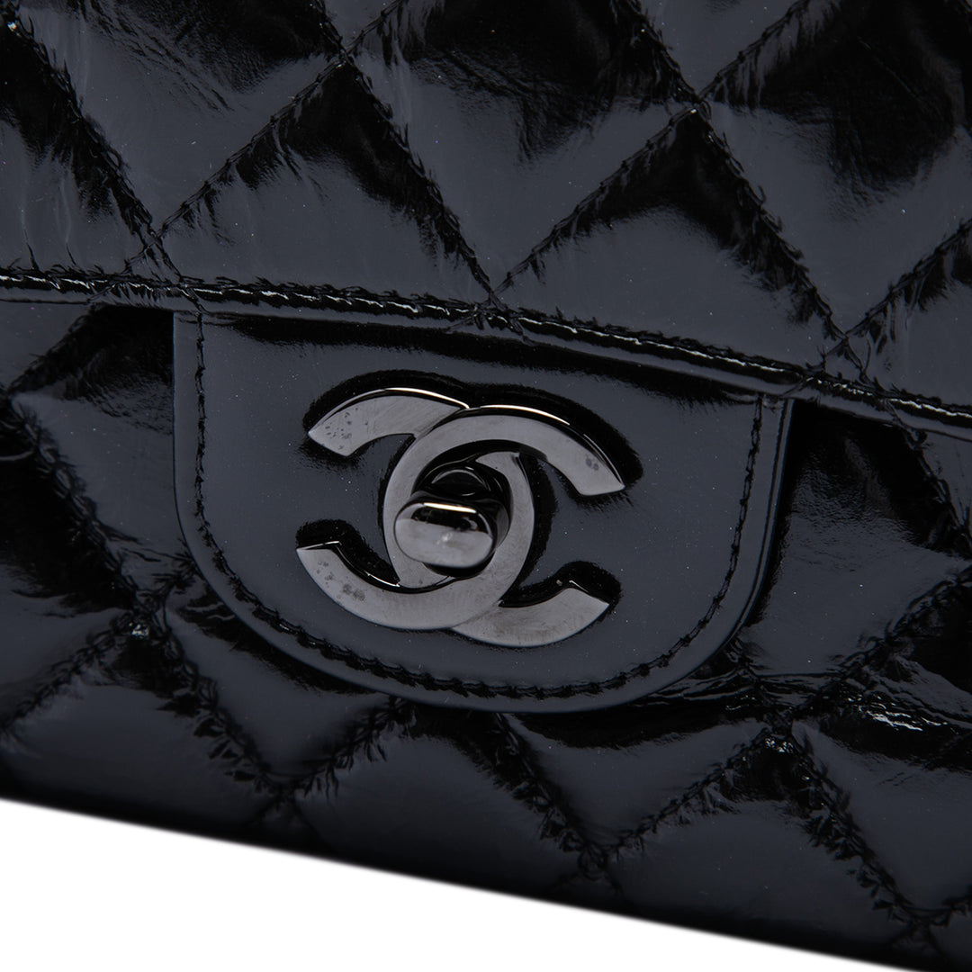 Chanel Classic brillant Froissé So Double rabat Moyen Cuir de veau