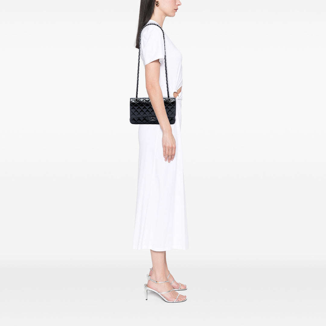 Chanel Classic brillant Froissé So Double rabat Moyen Cuir de veau