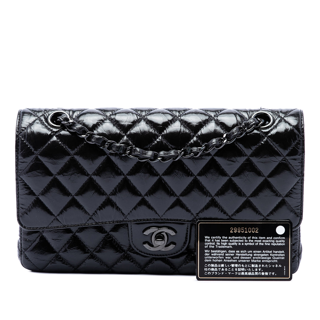 Chanel Classic brillant Froissé So Double rabat Moyen Cuir de veau