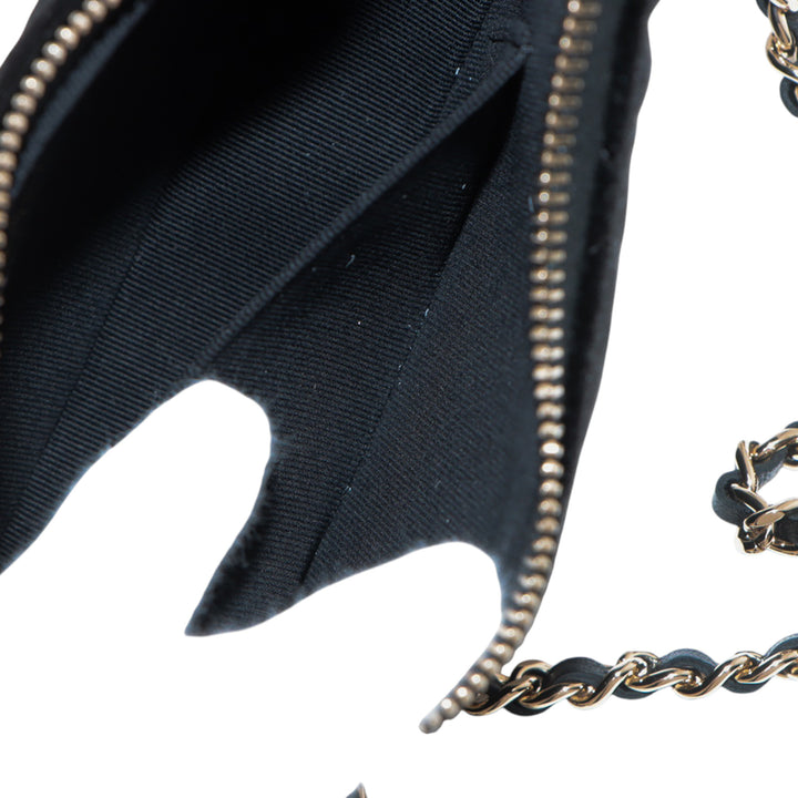 Chanel CC Quilted Velour Half Moon Chain Sac porté croisé Noir