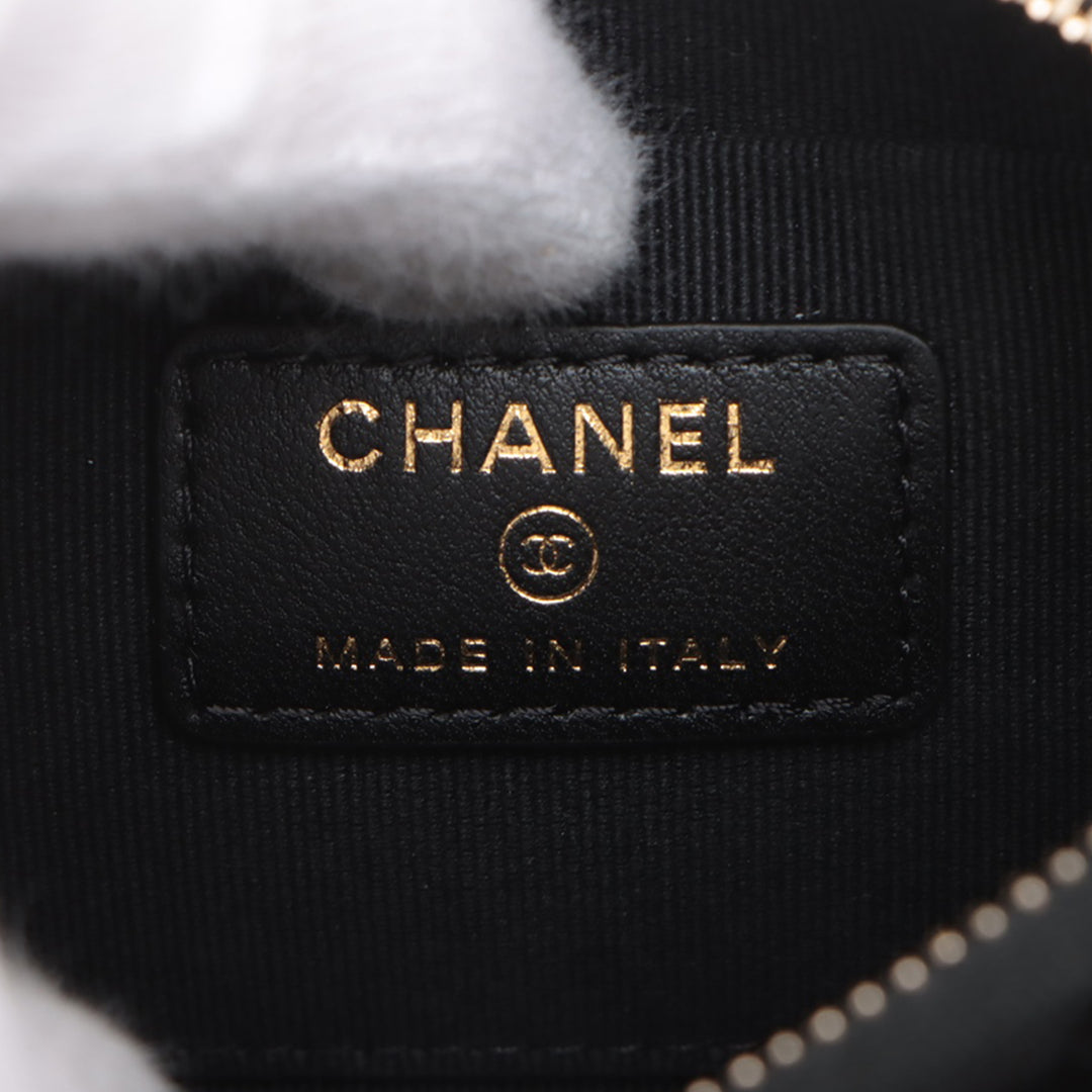 Chanel CC Quilted Velour Half Moon Chain Sac porté croisé Noir