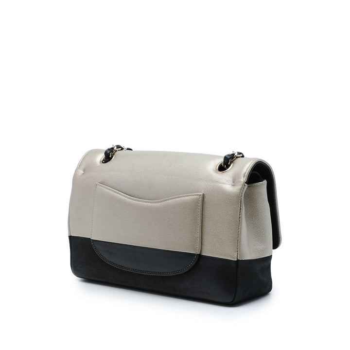 Classic Bicolore et Irisé Double rabat Moyen Cuir caviar Noir