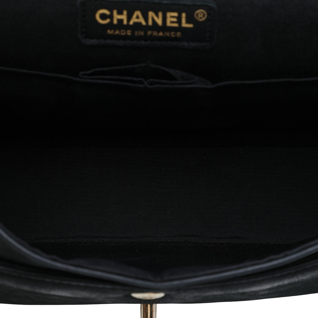 Classic Bicolore et Irisé Double rabat Moyen Cuir caviar Noir