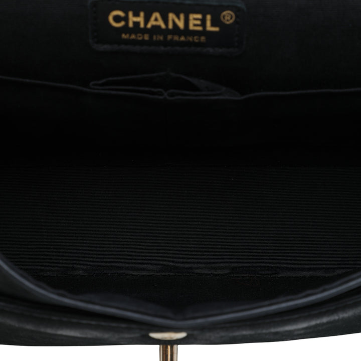 Classic Bicolore et Irisé Double rabat Moyen Cuir caviar Noir
