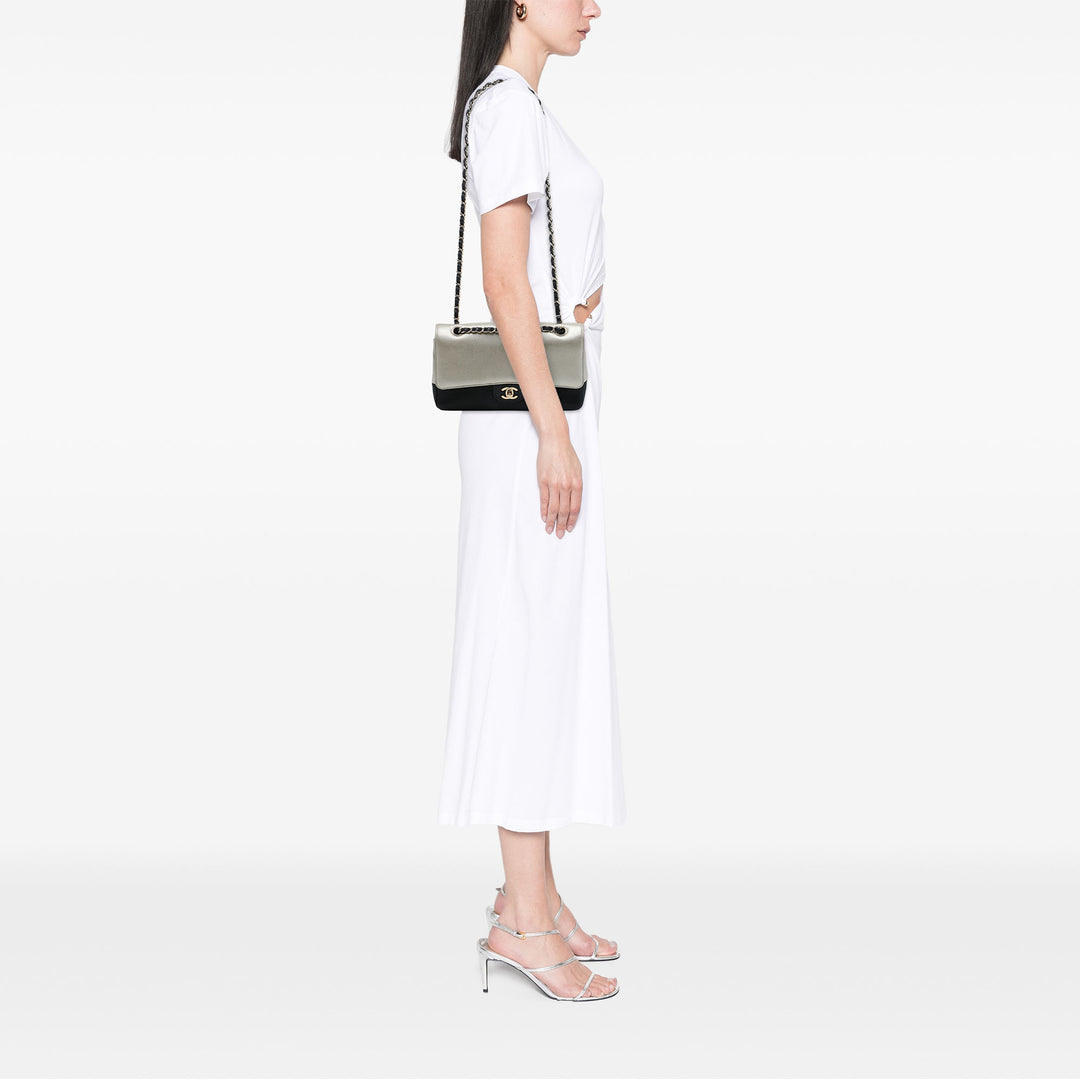 Classic Bicolore et Irisé Double rabat Moyen Cuir caviar Noir