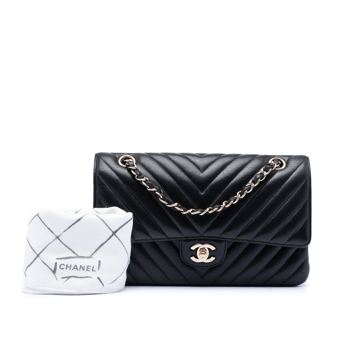 Chanel Medium Classic Chevron Cuir d’agneau Double rabat