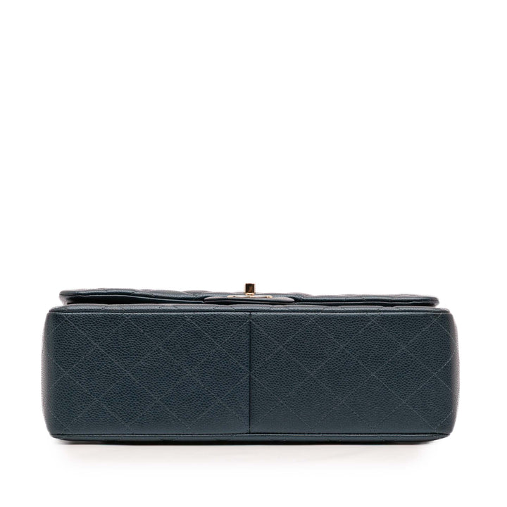 Medium Classic Iridescent Lambskin Double Flap Blue - Gaby Paris