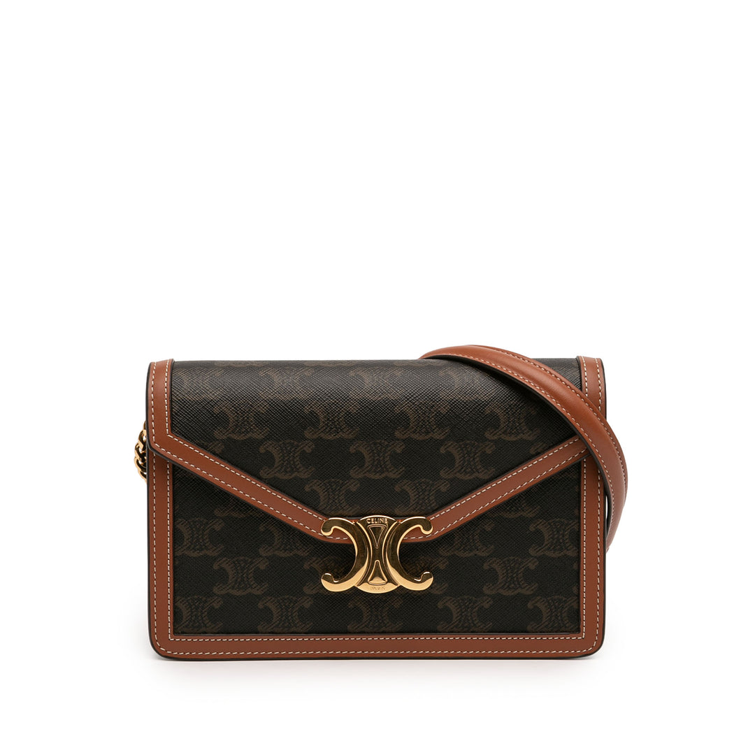 Celine Triomphe Coated Toile Margo Wallet on Chain