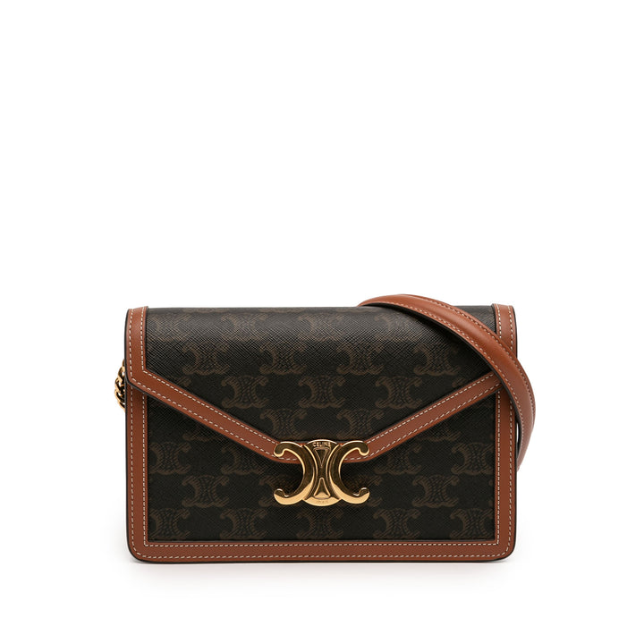 Celine Triomphe Coated Toile Margo Wallet on Chain