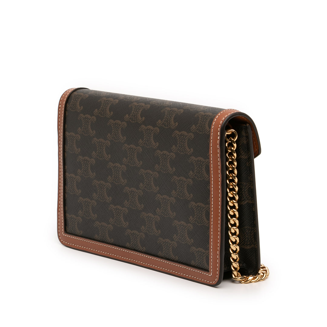 Celine Triomphe Coated Toile Margo Wallet on Chain