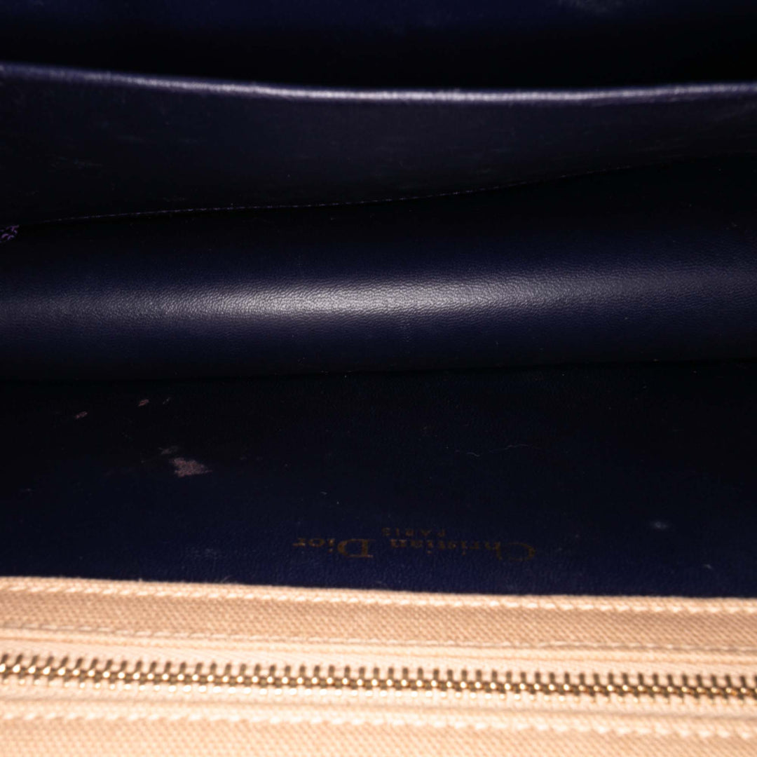 Medium Oblique Canvas and Velvet Diorama Flap Blue - Gaby Paris