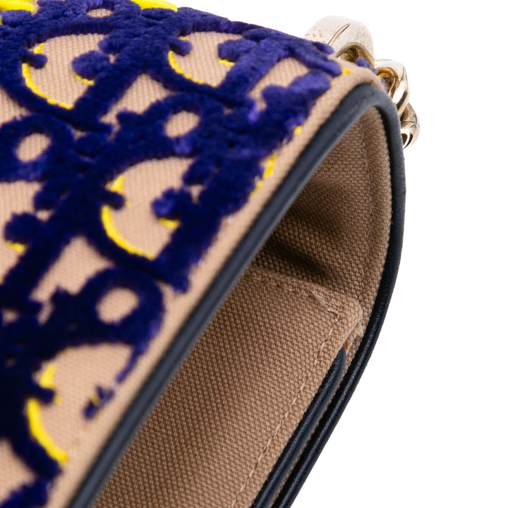 Medium Oblique Canvas and Velvet Diorama Flap Blue - Gaby Paris