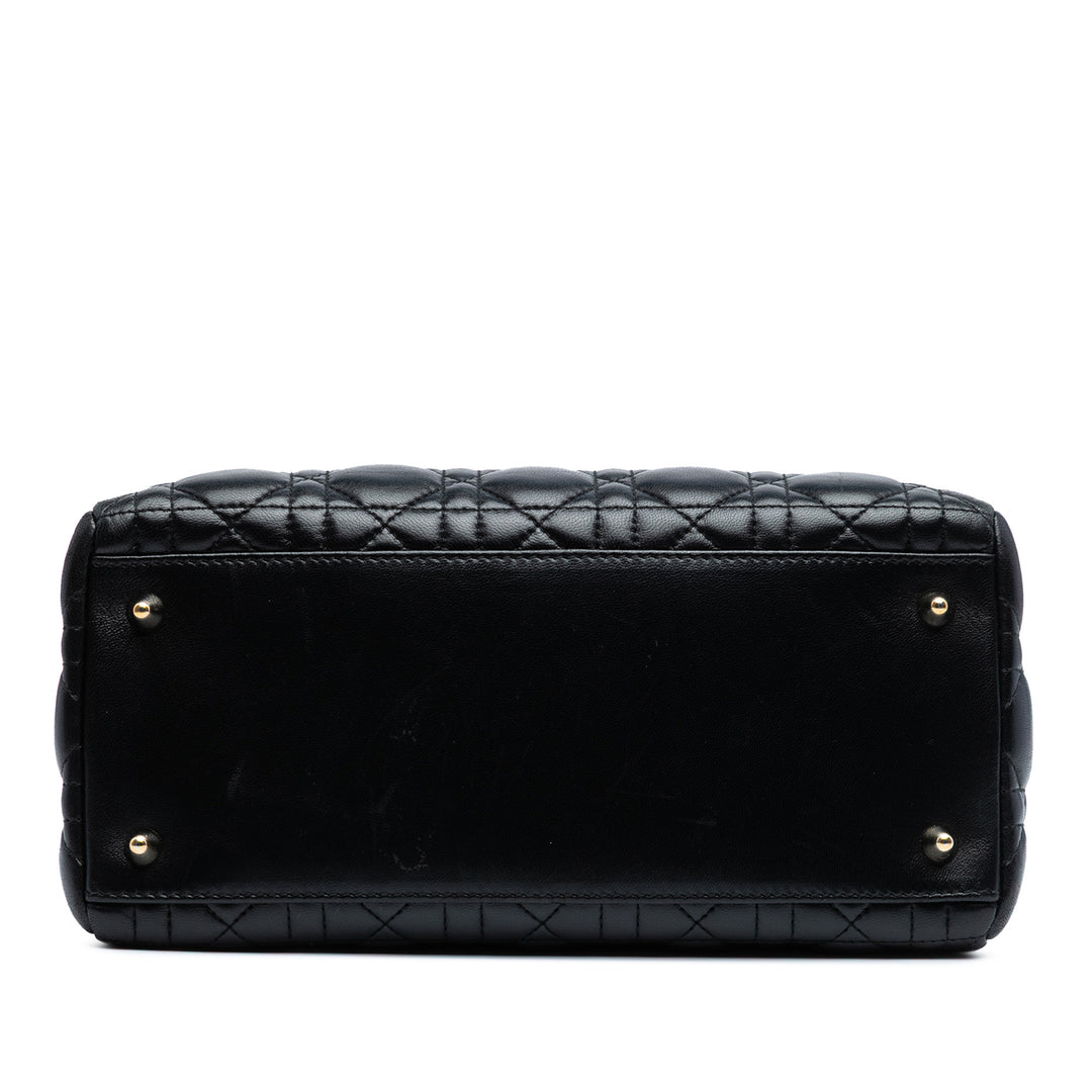Dior Medium Cuir d’agneau Cannage Pearl Lady Dior Noir