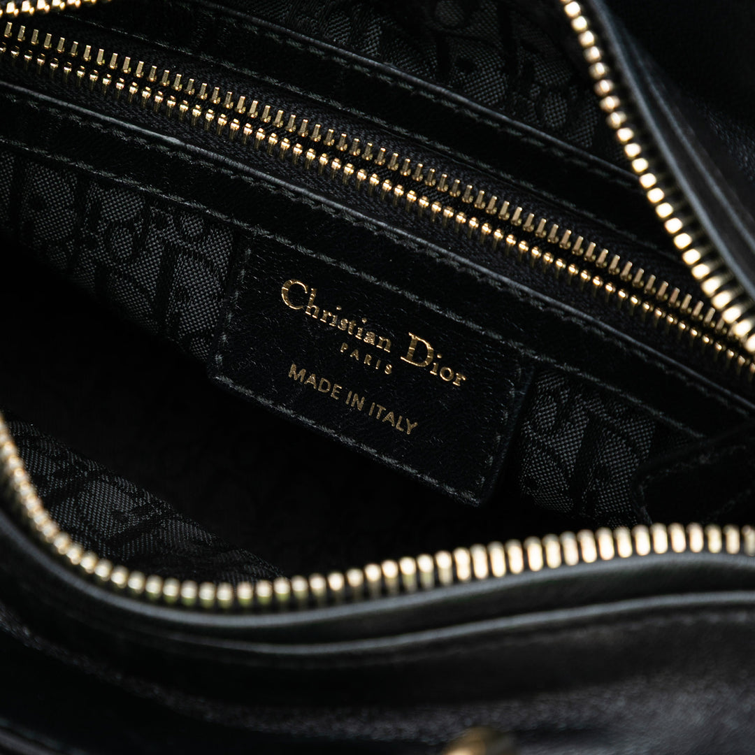 Dior Medium Cuir d’agneau Cannage Pearl Lady Dior Noir