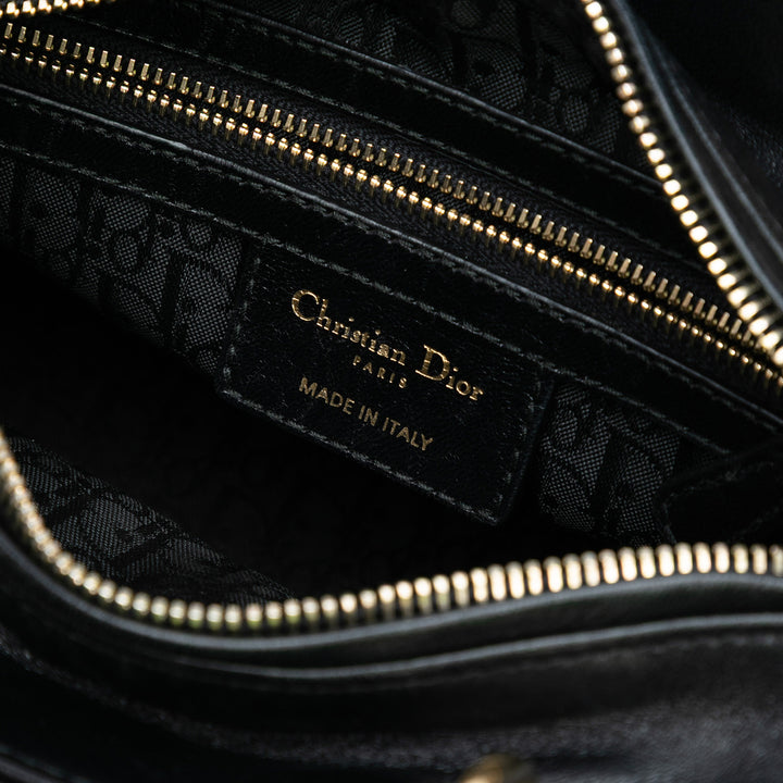 Dior Medium Cuir d’agneau Cannage Pearl Lady Dior Noir