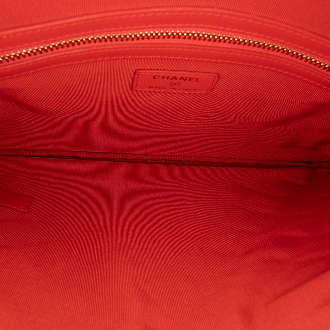 Medium Quilted Lambskin O Case Clutch Red - Gaby Paris