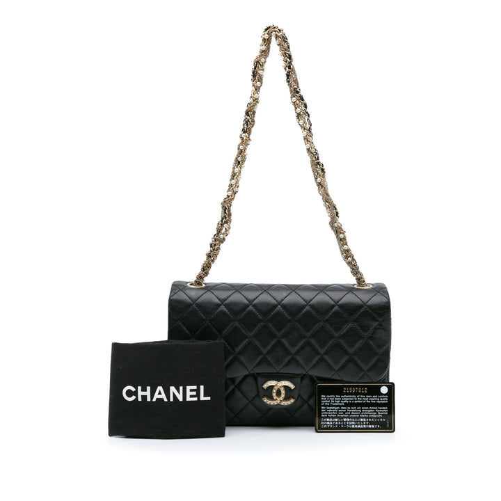Medium Quilted Lambskin Westminster Pearl Flap Black - Gaby Paris