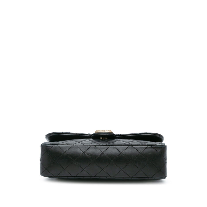 Medium Quilted Lambskin Westminster Pearl Flap Black - Gaby Paris