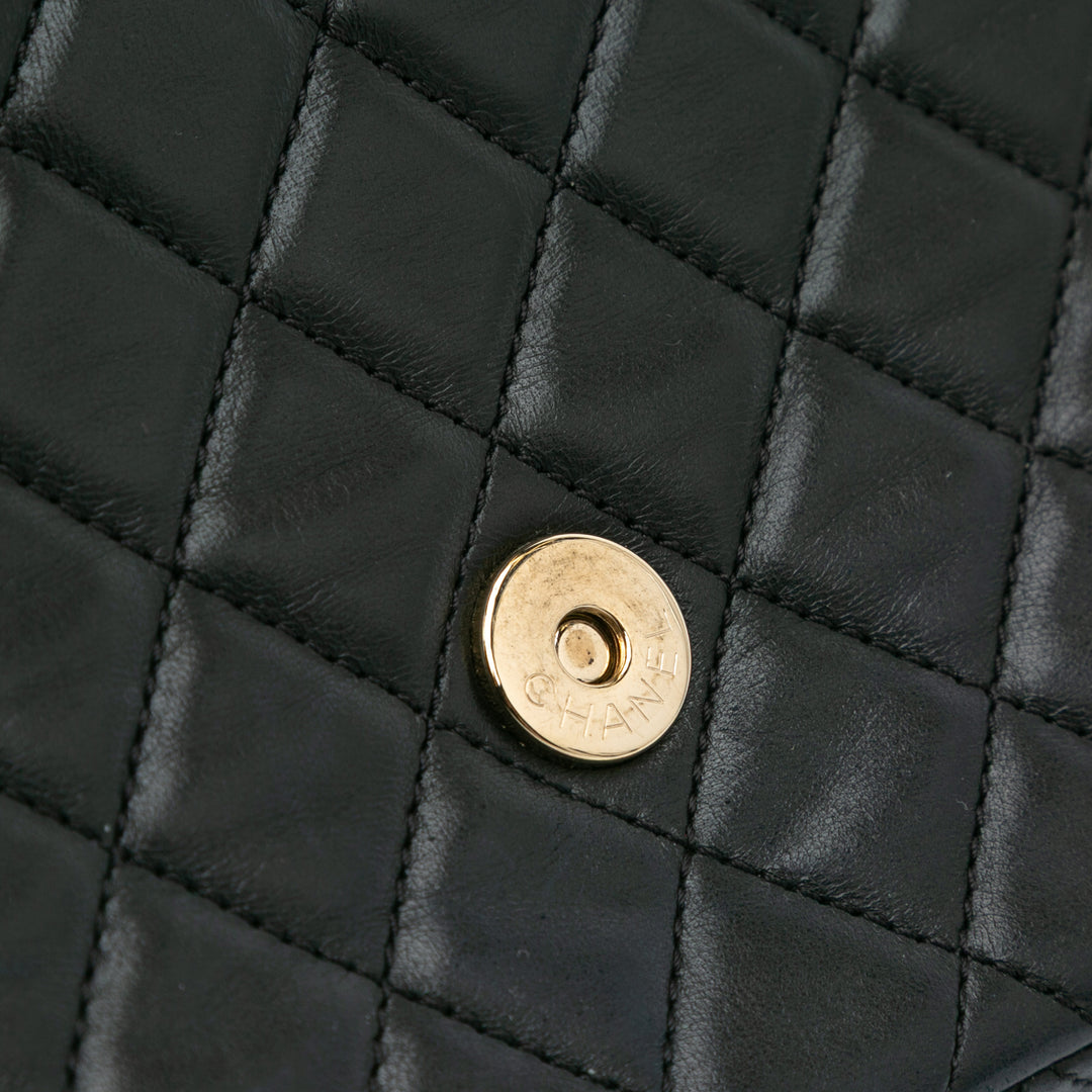 Medium Quilted Lambskin Westminster Pearl Flap Black - Gaby Paris