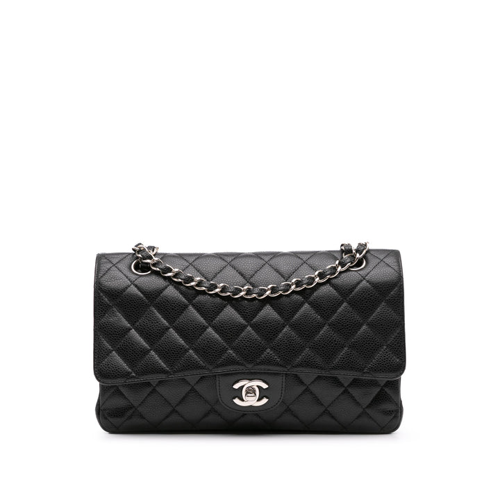 Medium Classic Caviar Double Flap Black - Gaby Paris