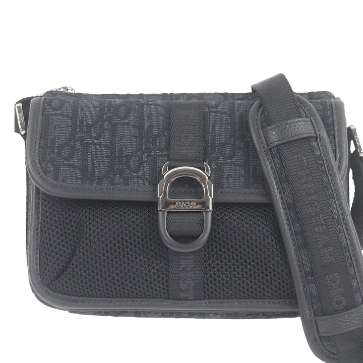 Jacquard et Mesh Dior 8 Sac Messenger Mini Oblique Noir