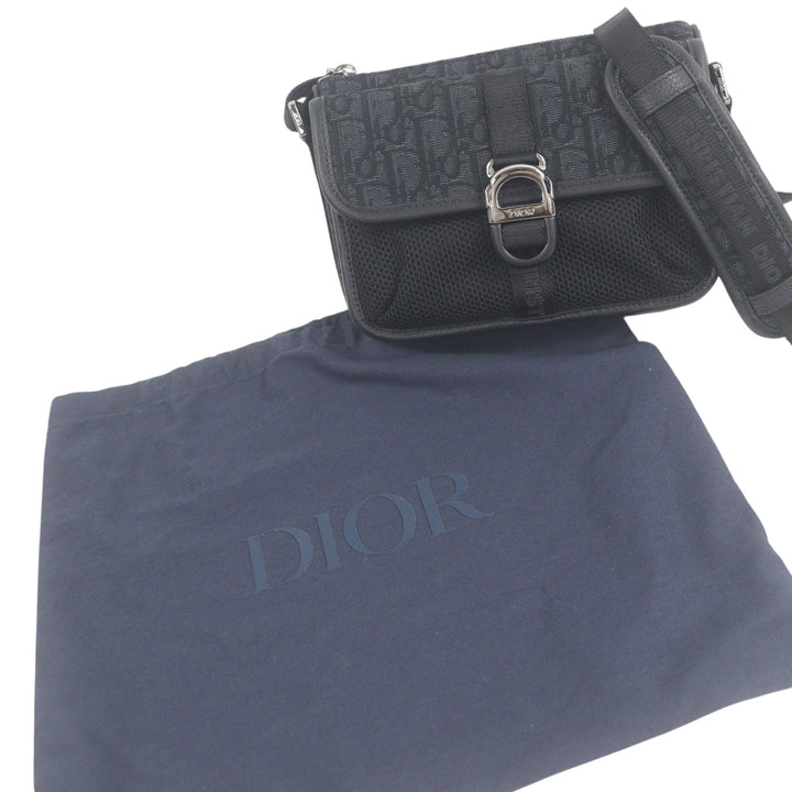 Jacquard et Mesh Dior 8 Sac Messenger Mini Oblique Noir