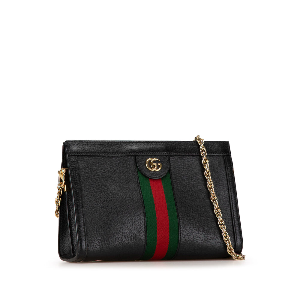 Small Leather Ophidia Chain Crossbody Black - Gaby Paris