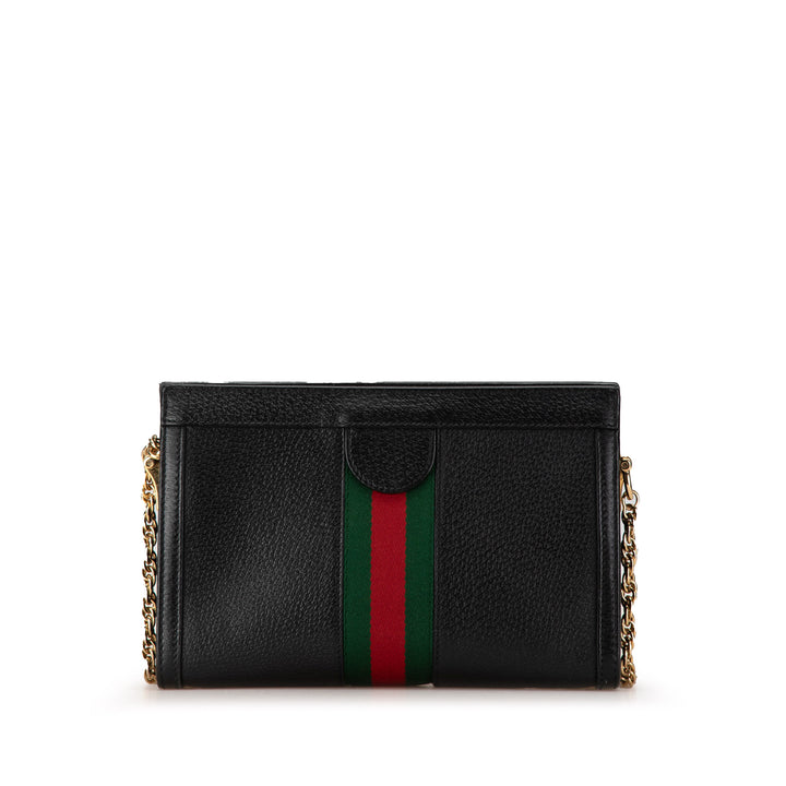 Small Leather Ophidia Chain Crossbody Black - Gaby Paris