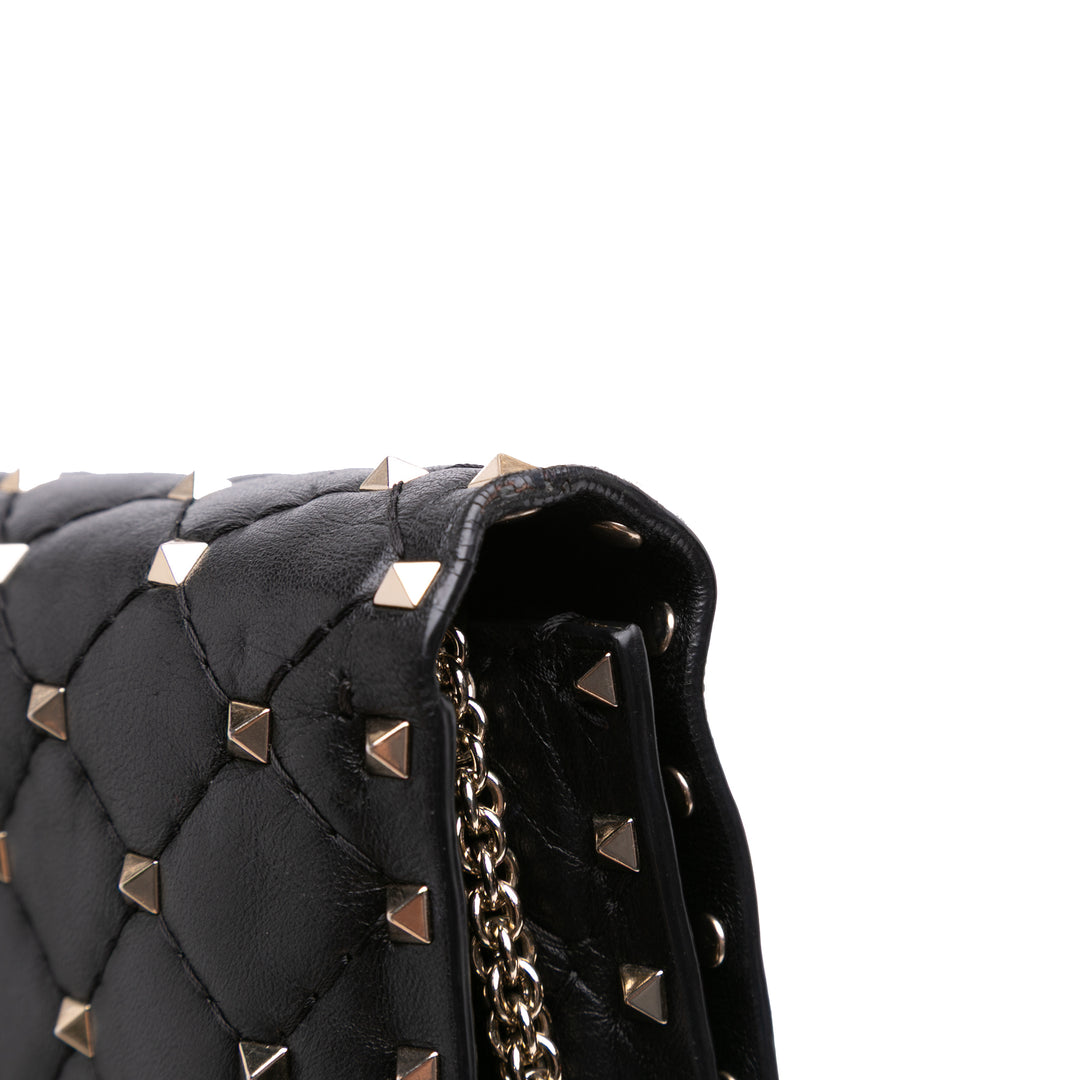 Valentino Nappa Rockstud Spike Wallet on Chain