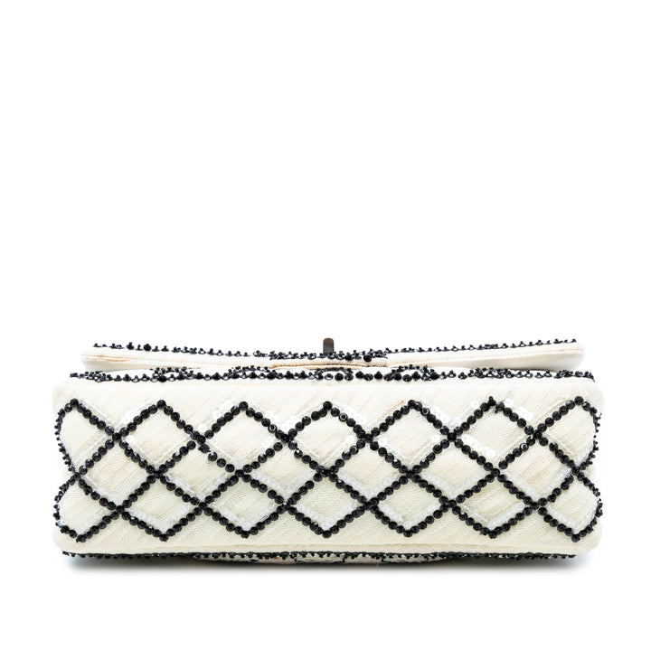 Chanel Reissue 2.55 Quilted Sequinsed Mesh Double rabat 225 Blanc – GABY PARIS Authentique