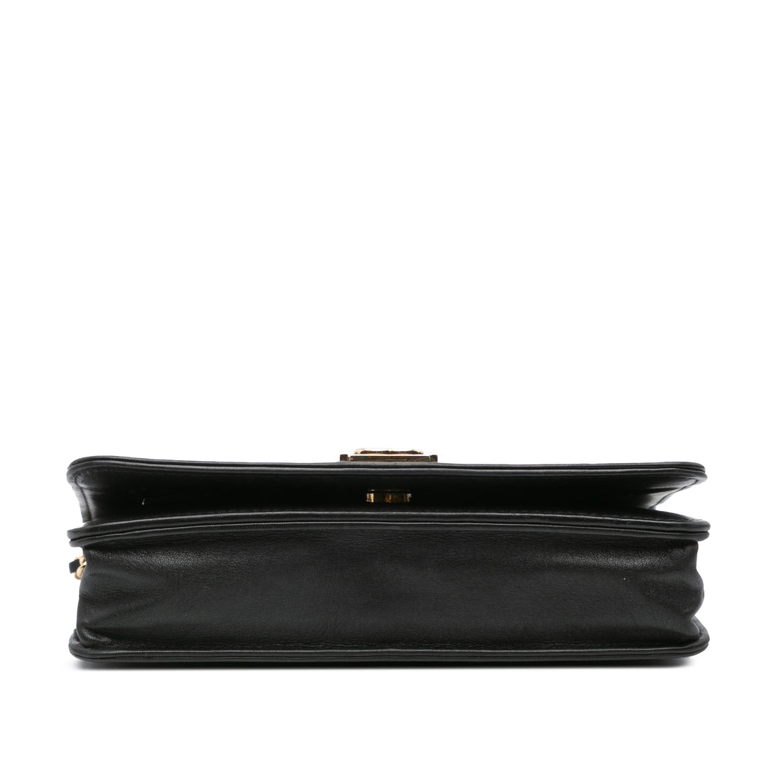Lambskin Boy Wallet On Chain Black - Gaby Paris