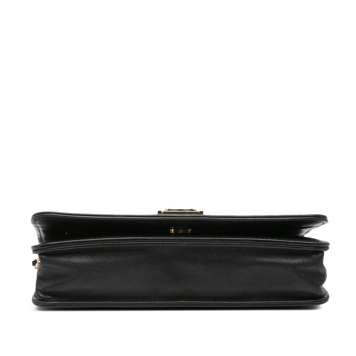 Lambskin Boy Wallet On Chain Black - Gaby Paris