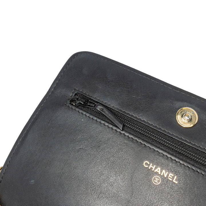 Lambskin Boy Wallet On Chain Black - Gaby Paris
