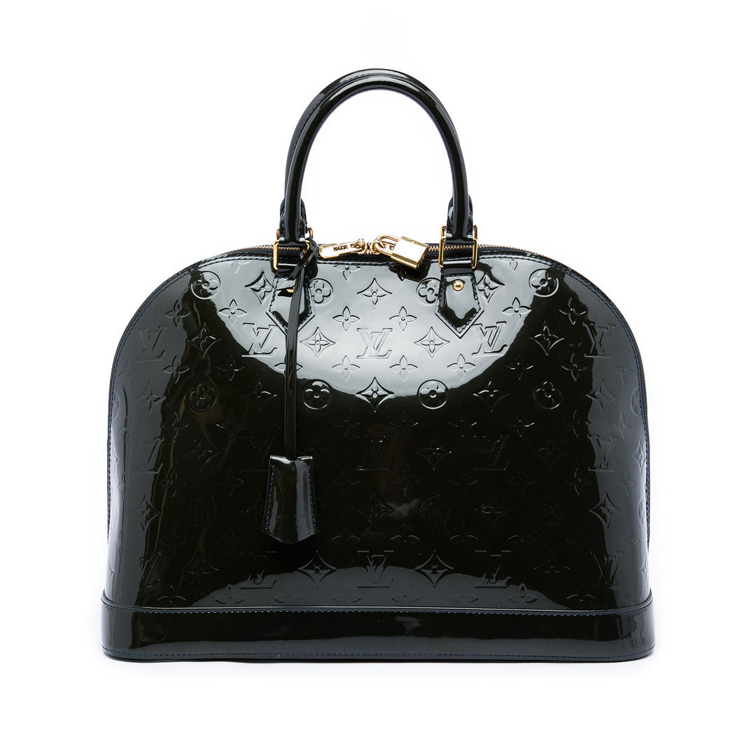 Louis Vuitton Alma GM Cuir verni Monogram Bleu – vue principale – GABY PARIS