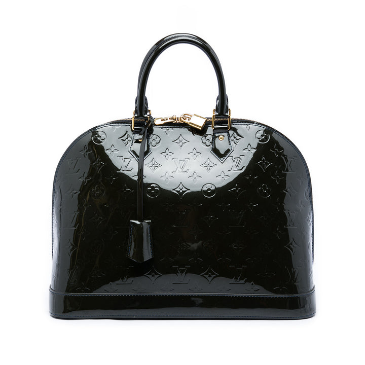 Louis Vuitton Alma GM Cuir verni Monogram Bleu – vue principale – GABY PARIS