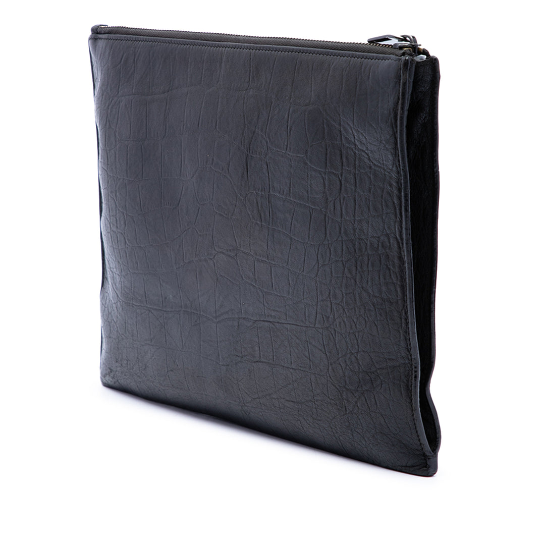 Croc embossé iPad Étui Noir
