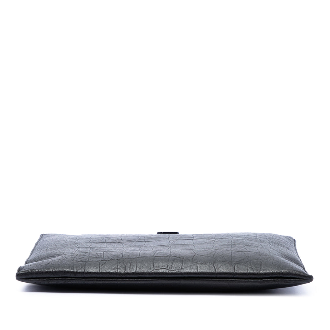 Croc embossé iPad Étui Noir