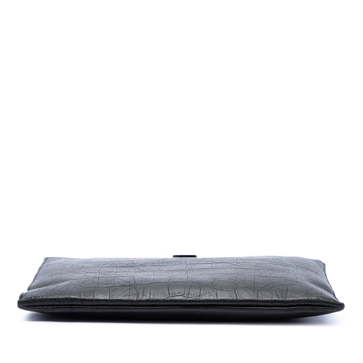 Croc embossé iPad Étui Noir