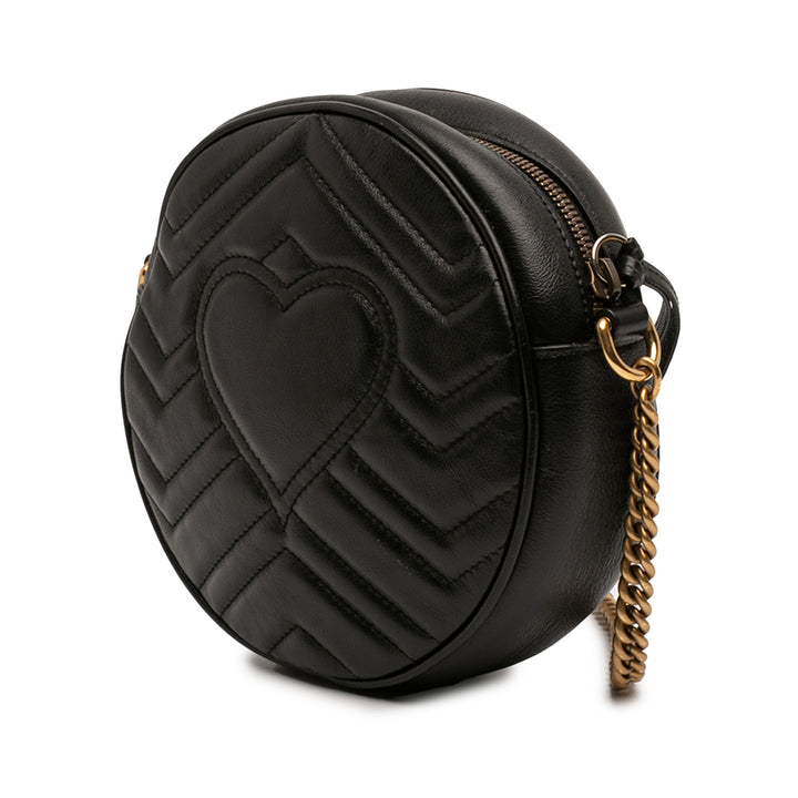 GG Marmont Matelasse Rond Sac Mini Cuir de veau Noir