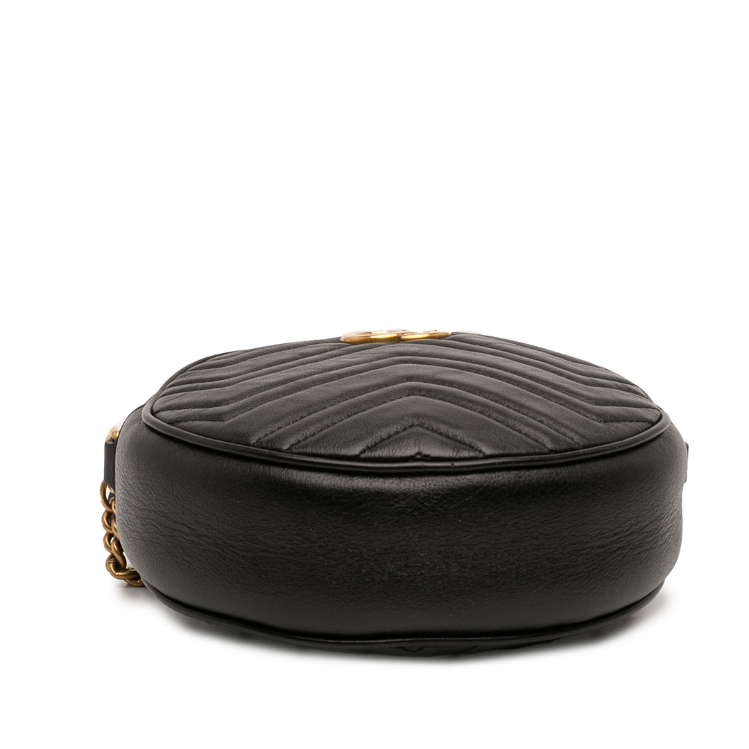 GG Marmont Matelasse Rond Sac Mini Cuir de veau Noir