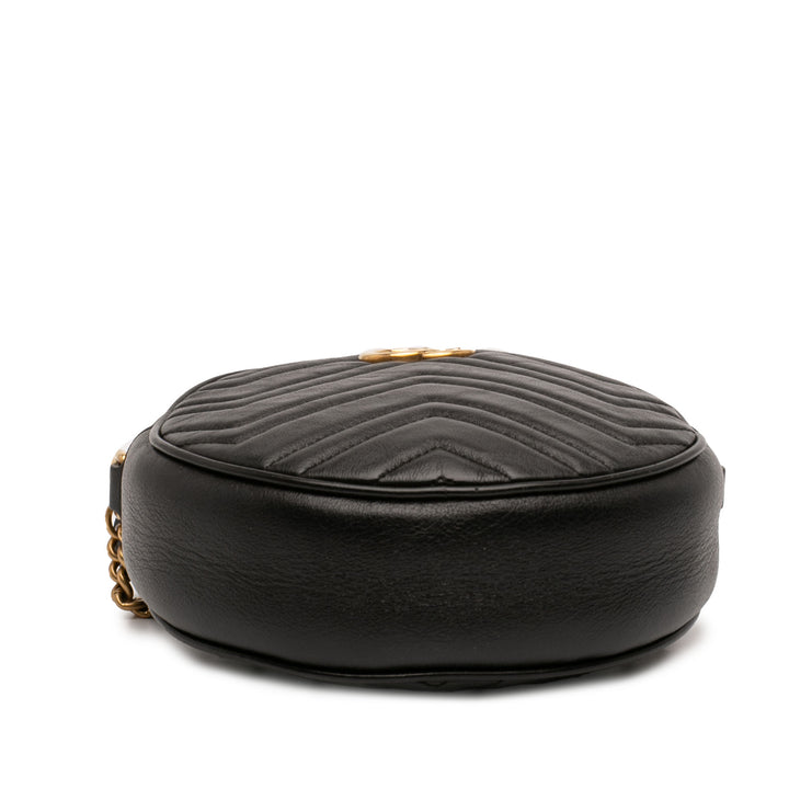 GG Marmont Matelasse Rond Sac Mini Cuir de veau Noir