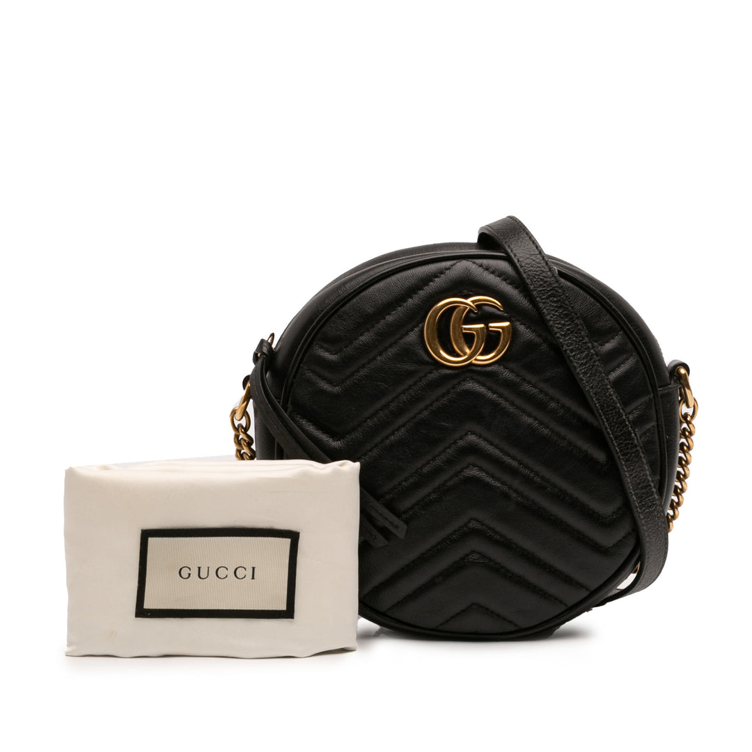 GG Marmont Matelasse Rond Sac Mini Cuir de veau Noir