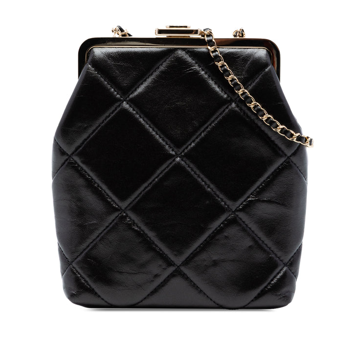 Chanel Small CC Matelassé Cuir d’agneau Kisslock Frame Pochette