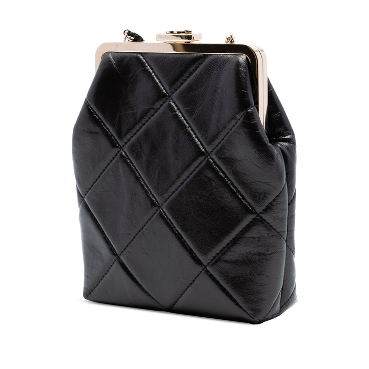 Chanel Small CC Matelassé Cuir d’agneau Kisslock Frame Pochette