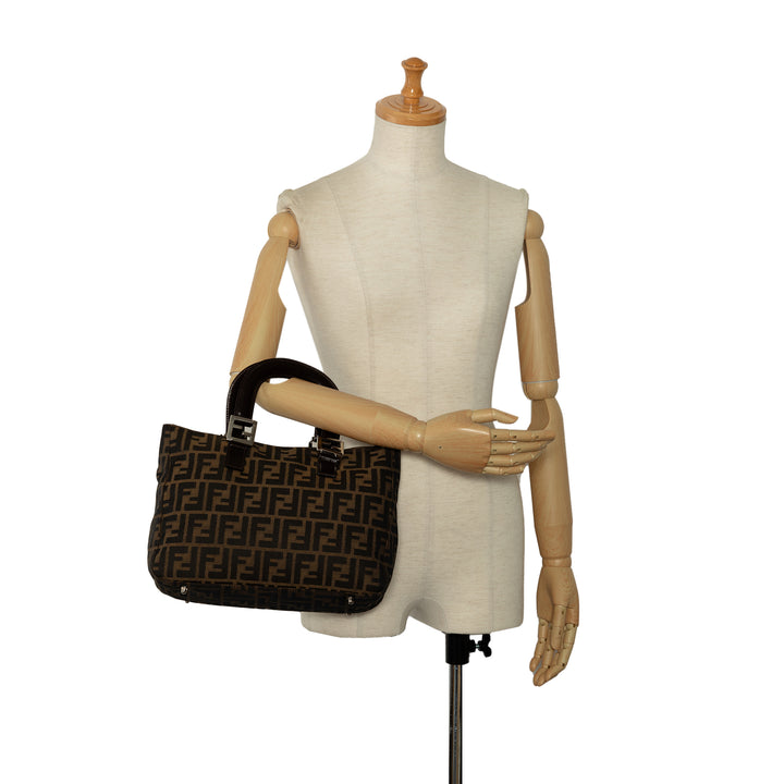 Small Zucca Canvas Twins Tote Brown - Gaby Paris