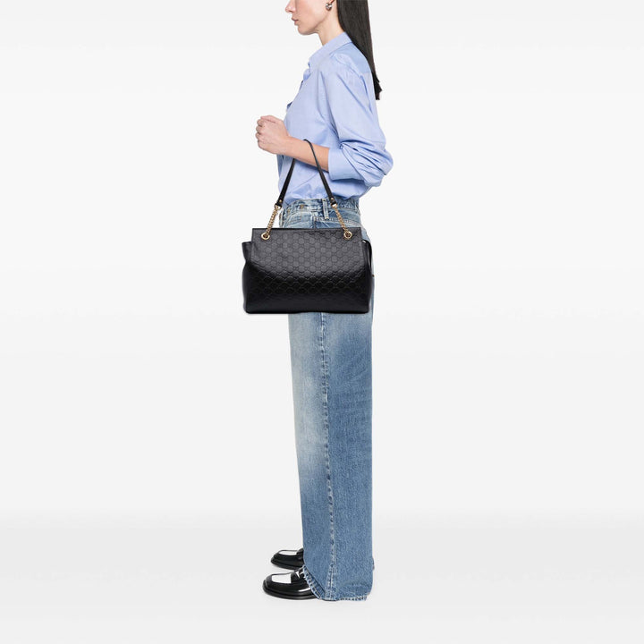 Medium Guccissima Soft Signature Tote Black - Gaby Paris