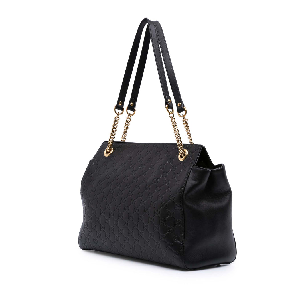 Medium Guccissima Soft Signature Tote Black - Gaby Paris