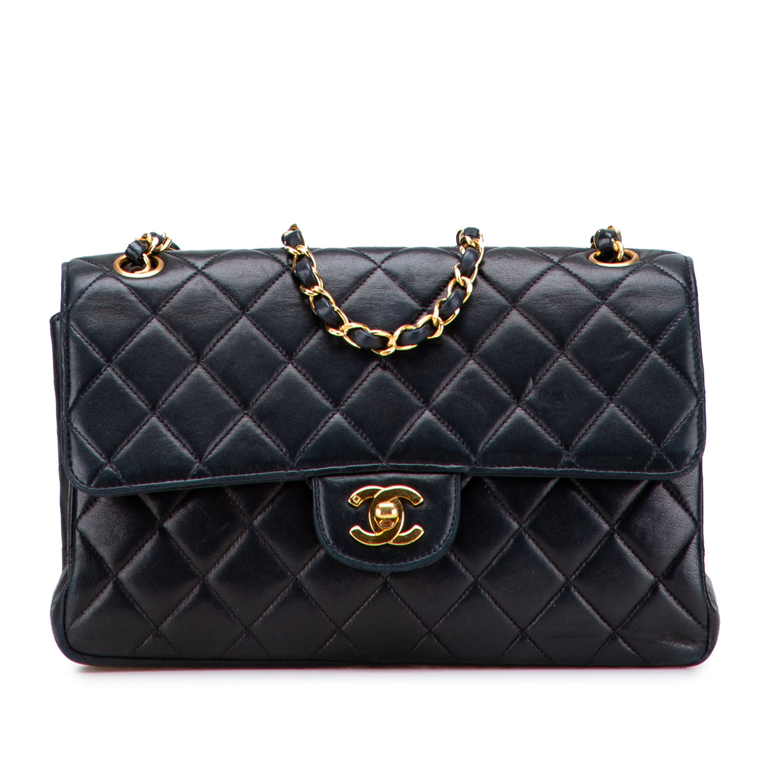 Medium Quilted Lambskin Double Sided Flap Black - Gaby Paris