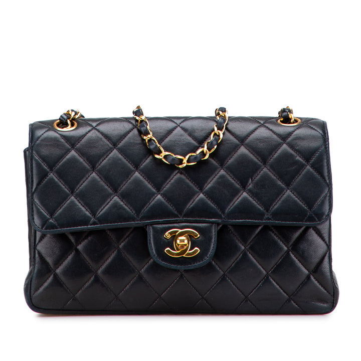 Medium Quilted Lambskin Double Sided Flap Black - Gaby Paris